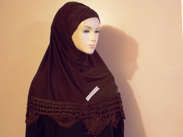 Nice Crochet 2 Piece Hijab 7 Chocolate